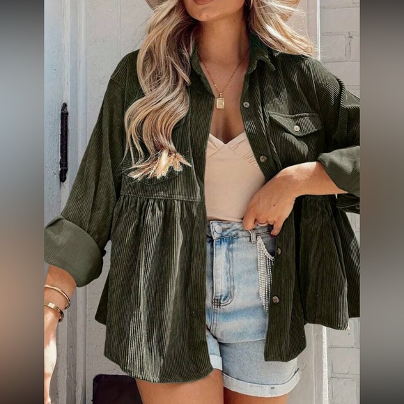 Luxe hunter corduroy button down jacket top - Picture 4 of 12